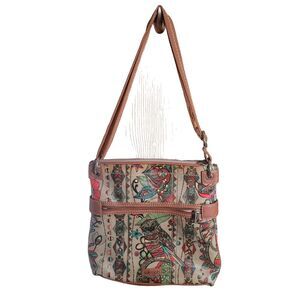 SakRoots Crossbody Charcoal Spirit Desert Handbag Owl Floral 11"x 10.5"x 2"‎